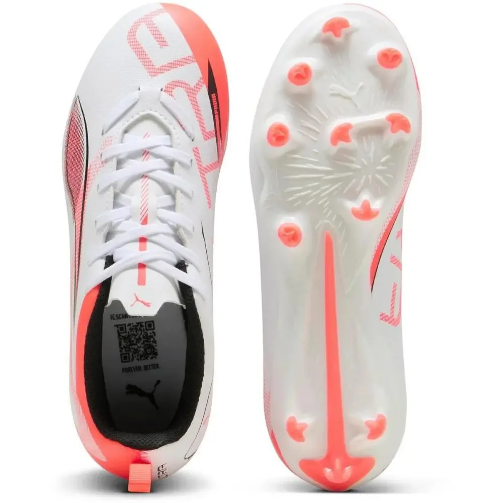 Puma Ultra 5 Play 108170-01 Kids US 2.5 White Red FG/AG Football Boots RHS9376